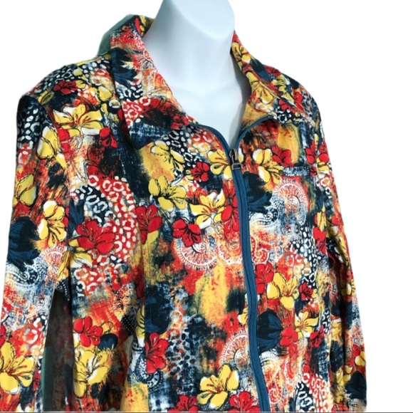 Koret City Blues Floral Zip Front Jacket Size L - Picture 3 of 8